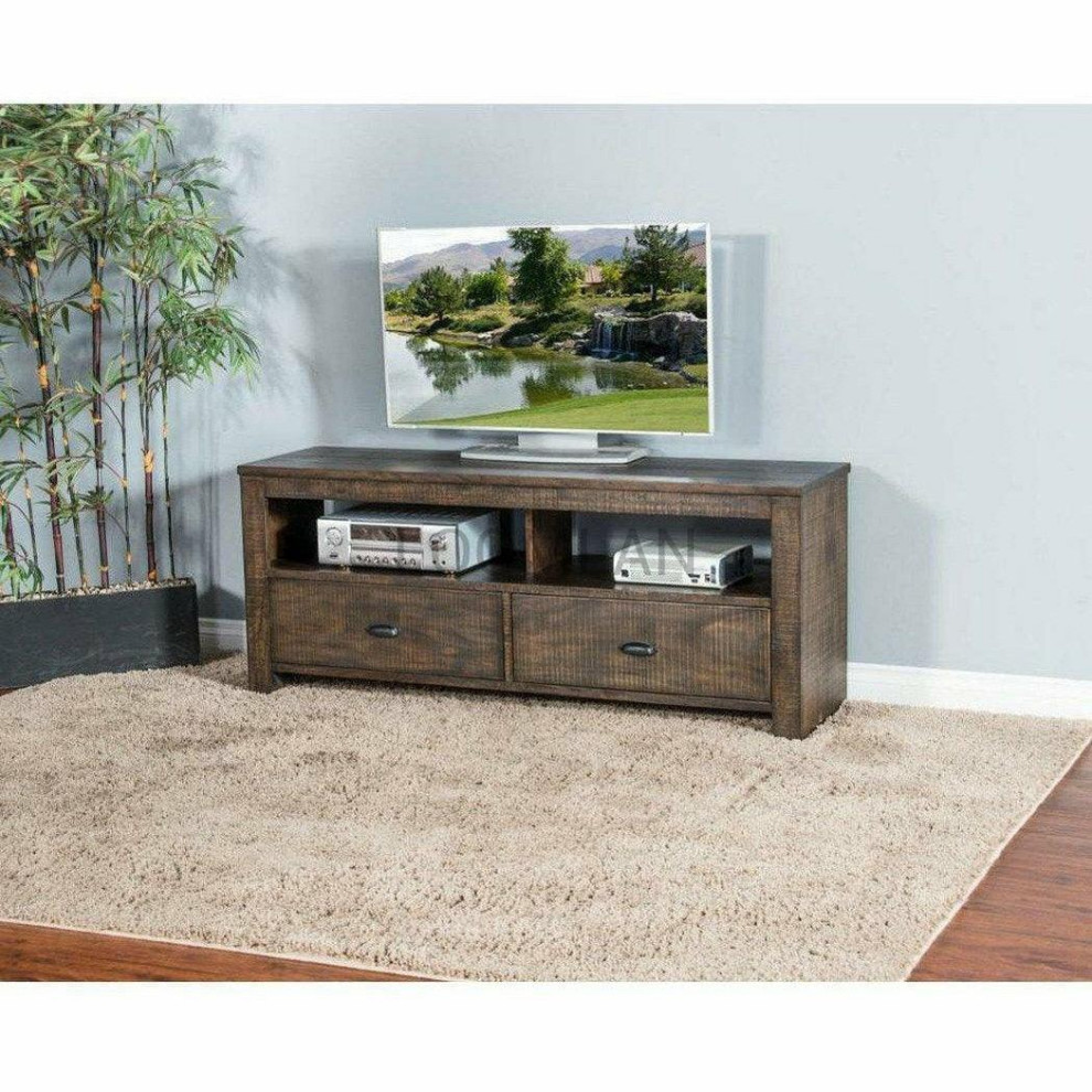 64 quotWood TV Stand Media Console With Drawers Storage Cabinet   Rustic   Entertainment Centers And Tv Stands   by Sideboards and Things  Houzz