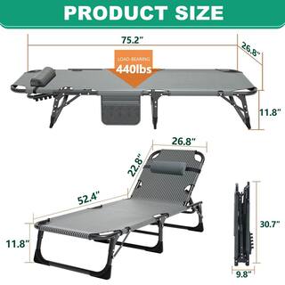 BOZTIY 4-Fold Sleeping Cots for Adults Portable Lounge Chair for Beach Lawn Camping Pool Sun Tanning Sunbathing Chairs K16SZC-N17