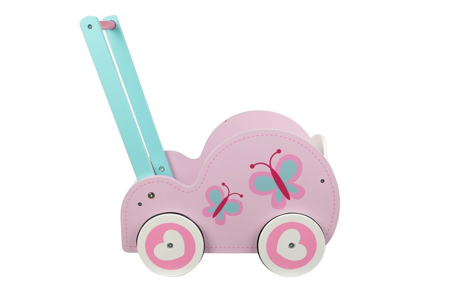 Toysters Wooden Push Walker Wagon for Toddlers | Adorable Baby Doll Carrier Bugg