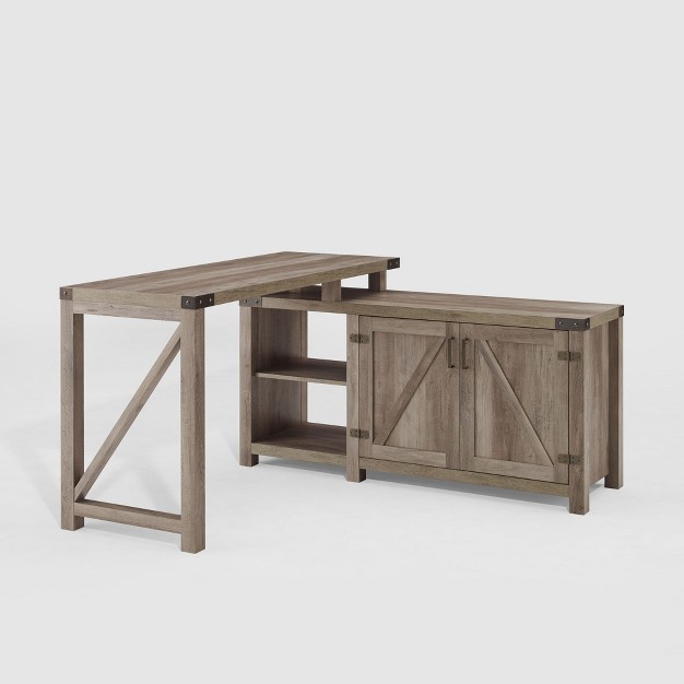 Farmhouse Rustic L Shaped Desk With Storage Saracina Home