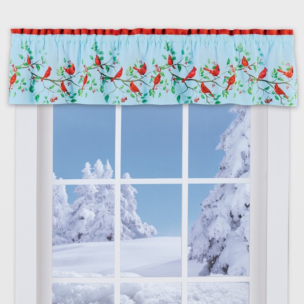 Collections Etc Cardinals On Branch Winter Holly Curtain Valance