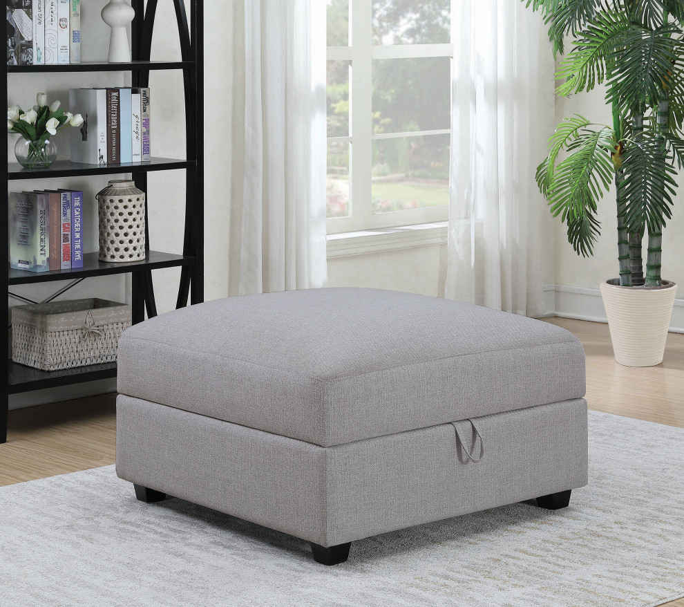 Cambria Upholstered Square Storage Ottoman Grey   Modern   Footstools And Ottomans   by Modon  Houzz