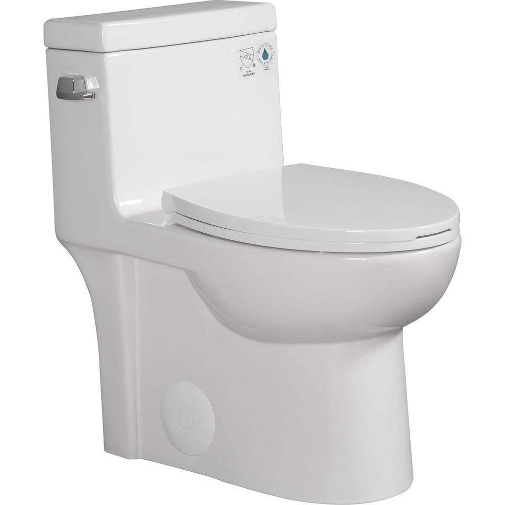 Xspracer 1-Piece 1.28 GPF High Efficiency Siphonic Single Flush Elongated Toilet in Glossy White Soft-Close Seat Included JH-T03-GW