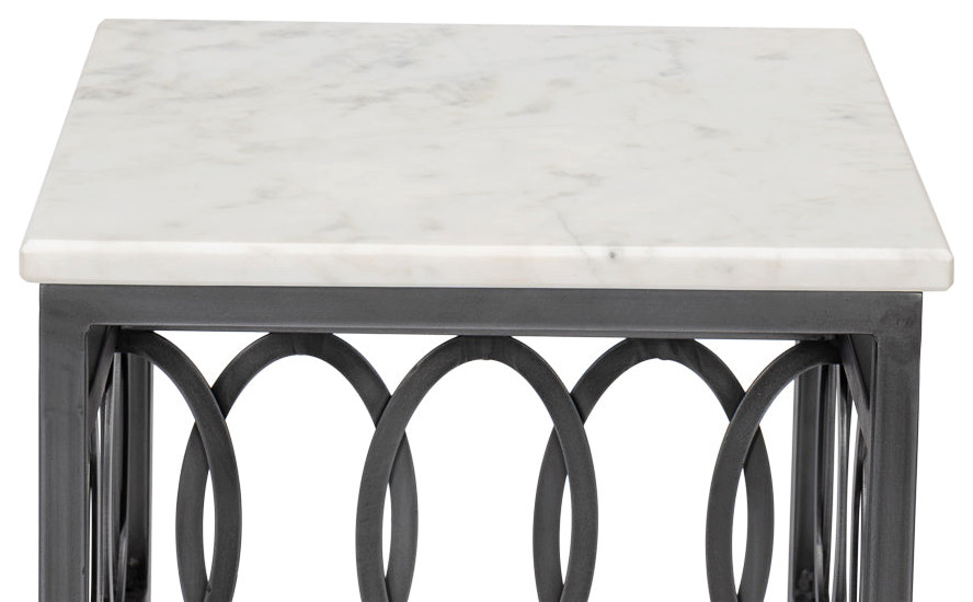 Olympia Square End Table White Marble Top   Traditional   Side Tables And End Tables   by Sideboards and Things  Houzz