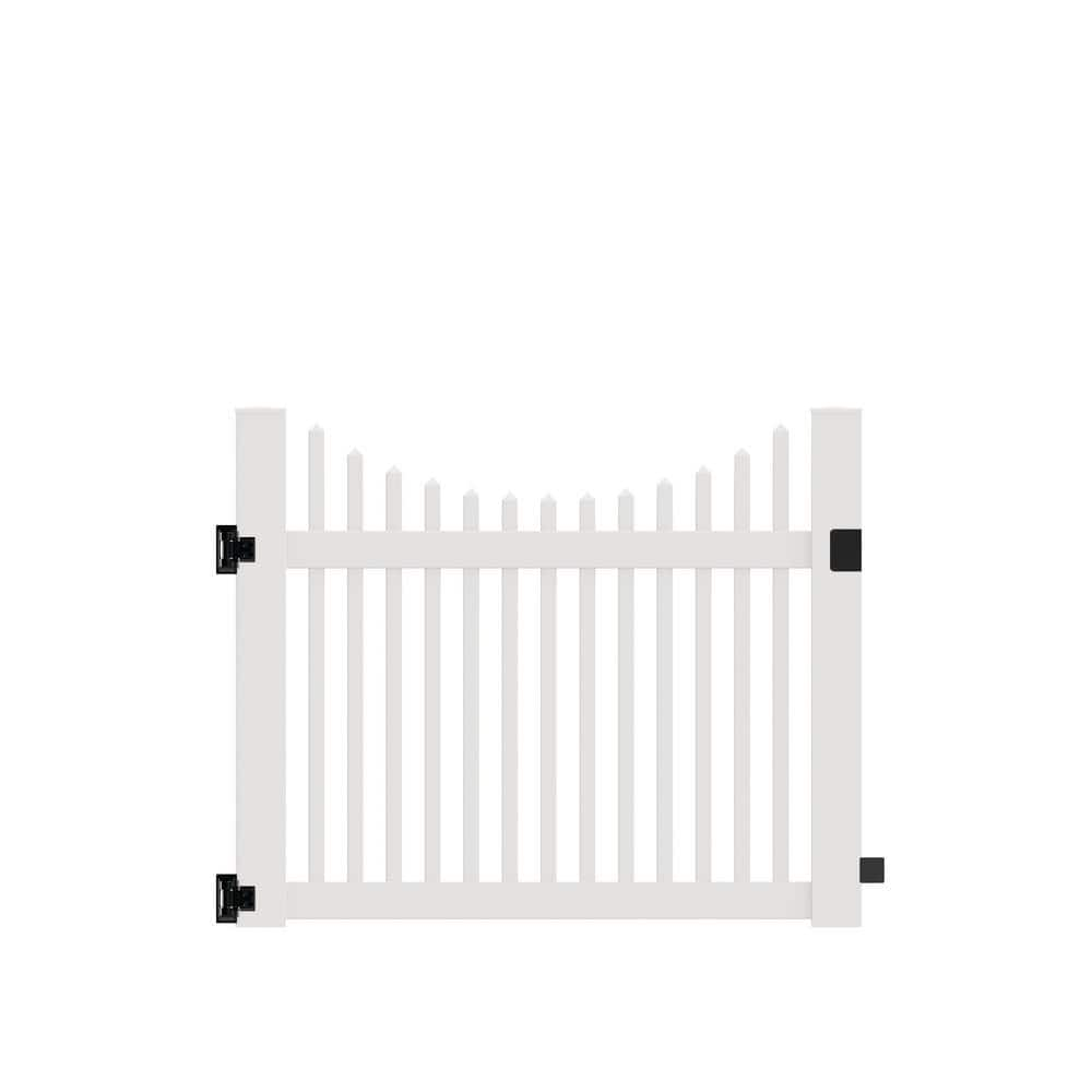 Barrette Outdoor Living Ottawa Scallop 5 ft. W x 4 ft. H White Vinyl Un-Assembled Fence Gate 73025384