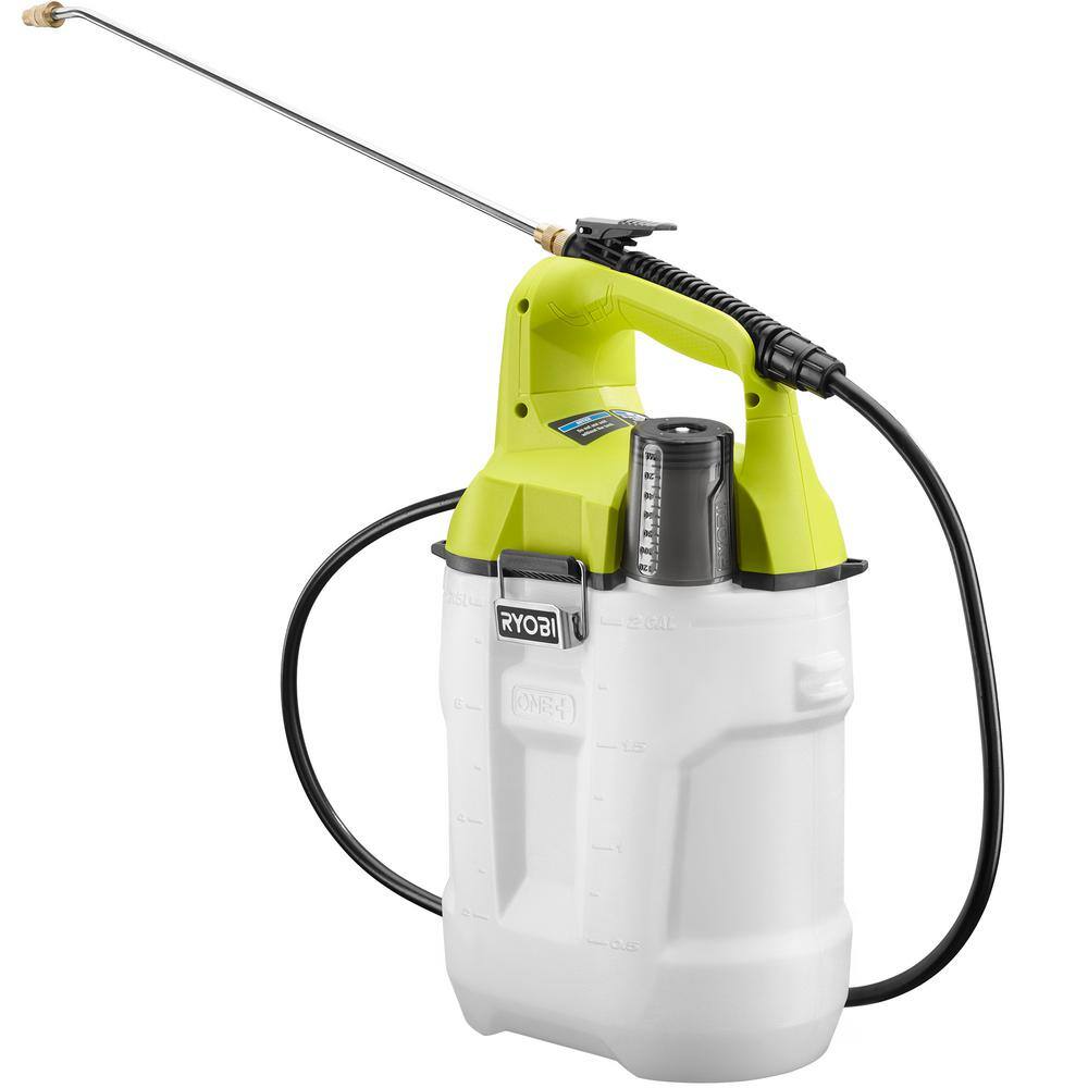 RYOBI ONE+ 18V Cordless Battery 2 Gal. Chemical Sprayer and Holster with Extra Tank 2.0 Ah Battery and Charger P28320