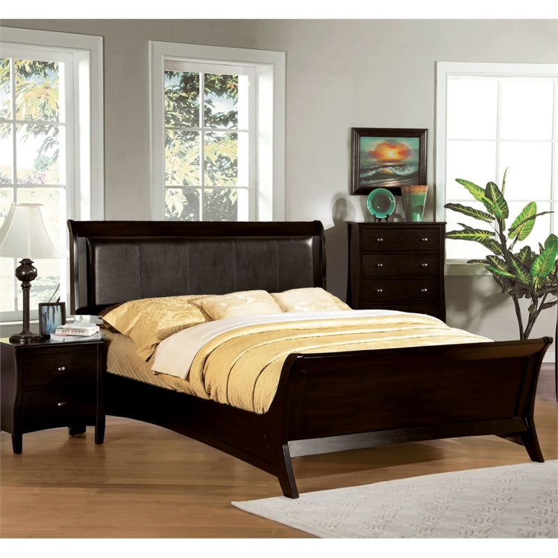 Furniture of America Gorgen Traditional Solid Wood Full Sleigh Bed in Brown