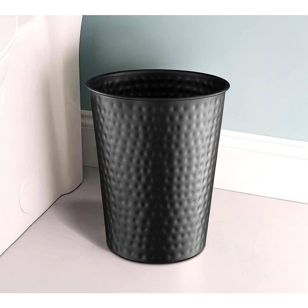 Monarch Abode Monarch Hand Hammered Metal Waste Basket in Matte Black 19128