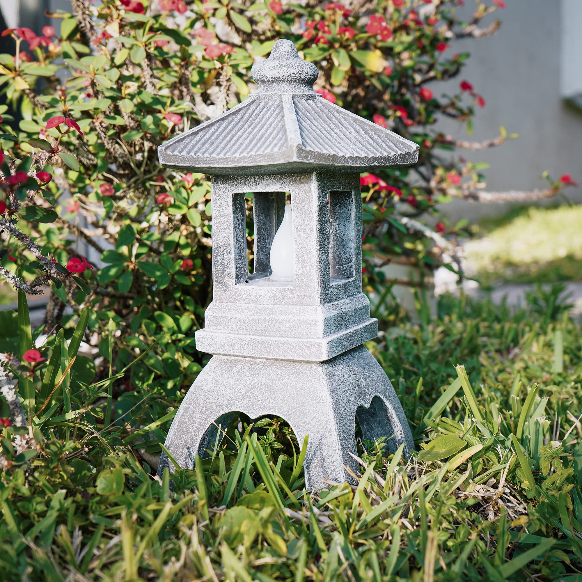 VP Home Tranquil Pagoda Solar Powered Flickering LED Outdoor Decor Garden Light