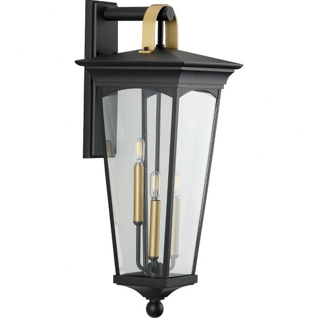 Progress Lighting Chatsworth 3 light Outdoor Wall Lantern In Black With Clear Glass Panels