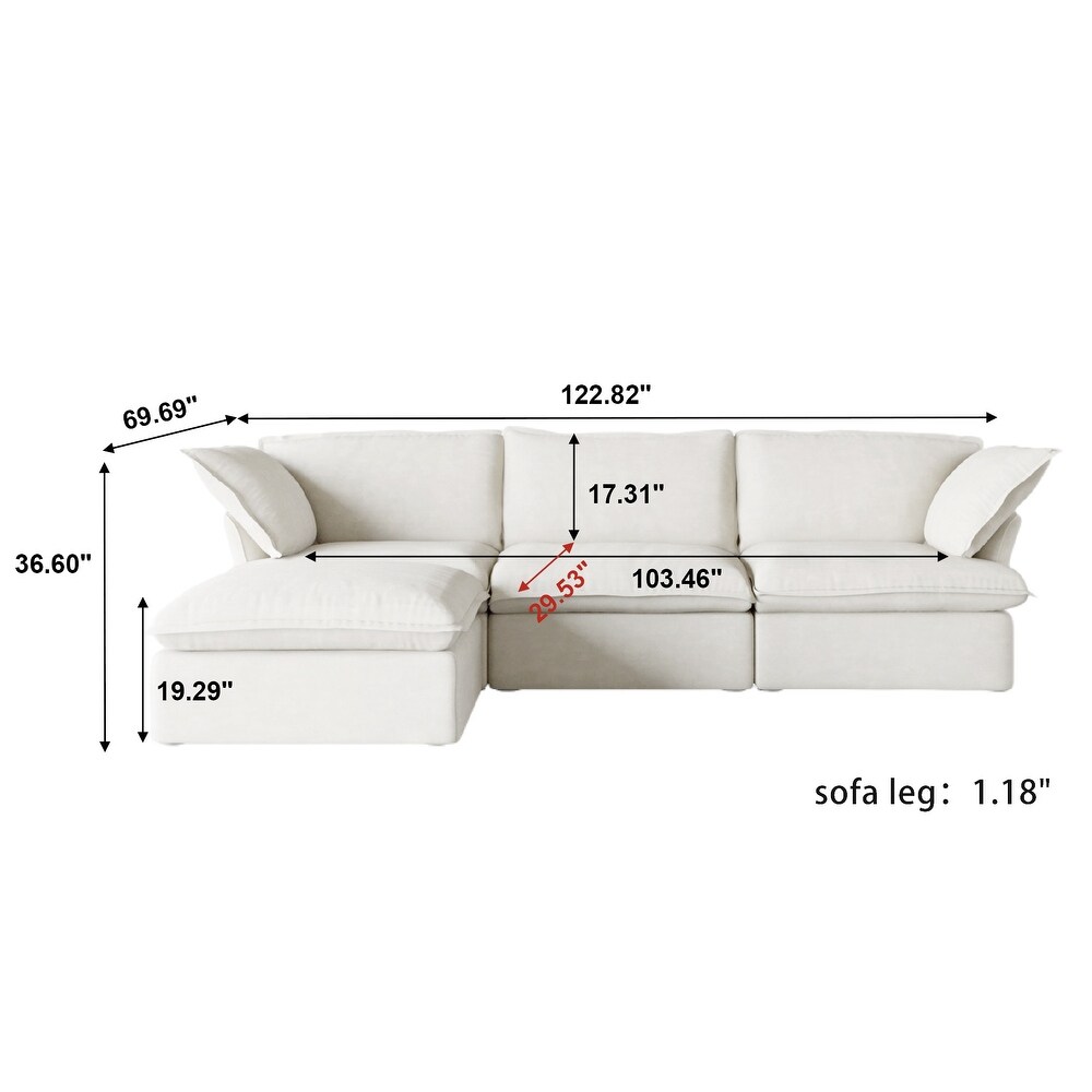 L Shaped Linen Sectional Sofa Modern Comfortable Sofa