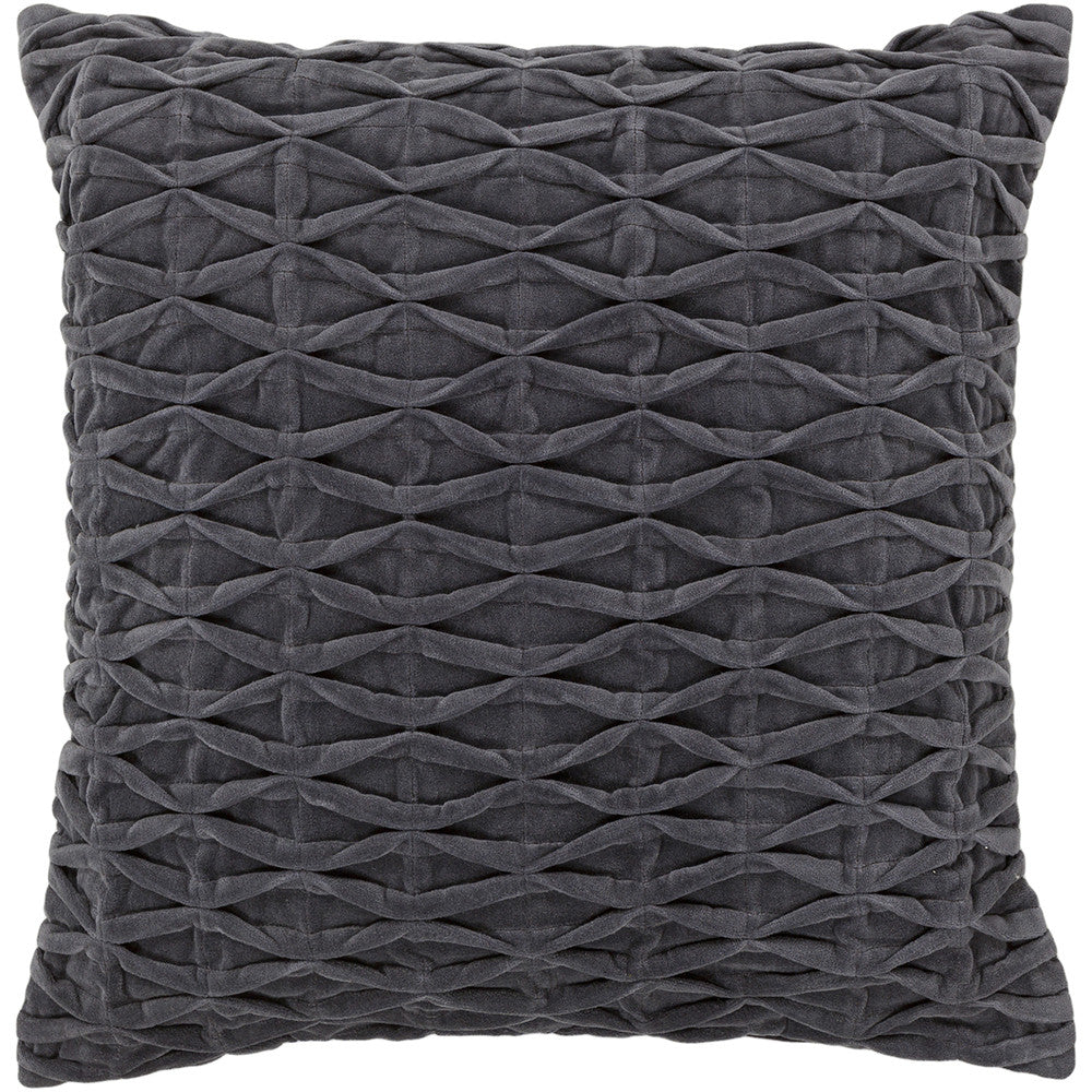 Cotton & Velvet Pillow in Grey