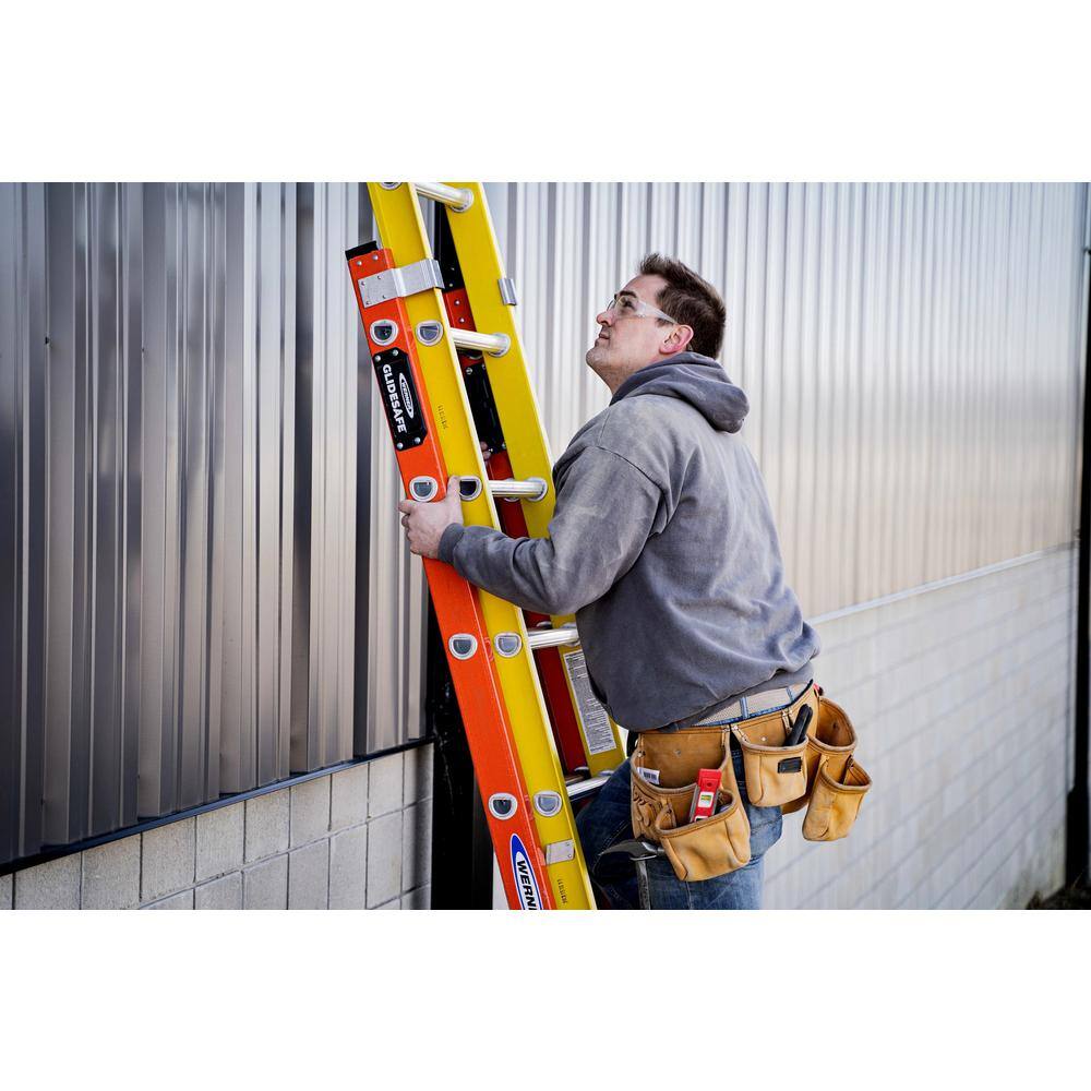 Werner 28 ft. GlideSafe Fiberglass Extension Ladder 300 lbs. Load Capacity Type IA Duty Rating T6228-2GS