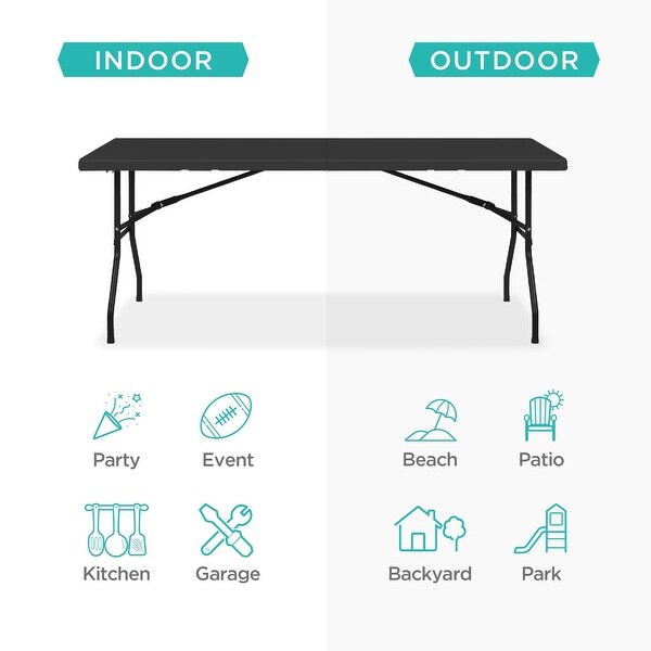 Portable Folding Plastic Dining Table w/ Handle，Lock