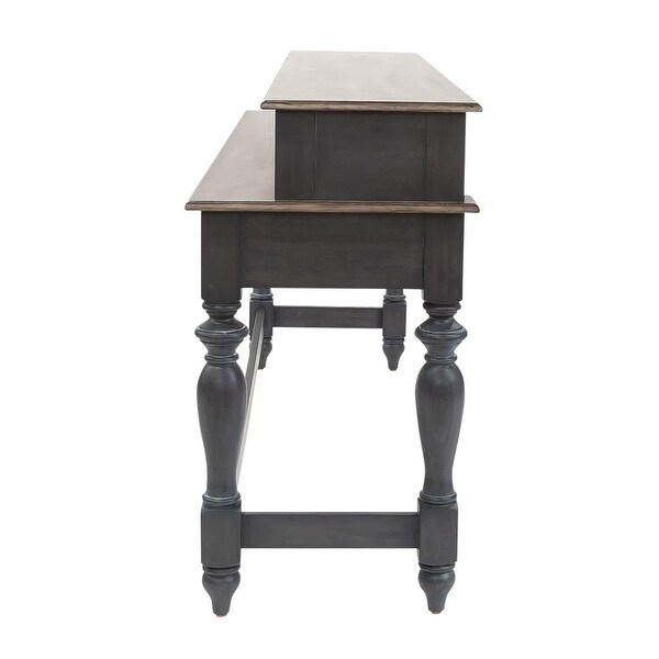 Ocean Isle Slate Weathered Pine Console Bar Table