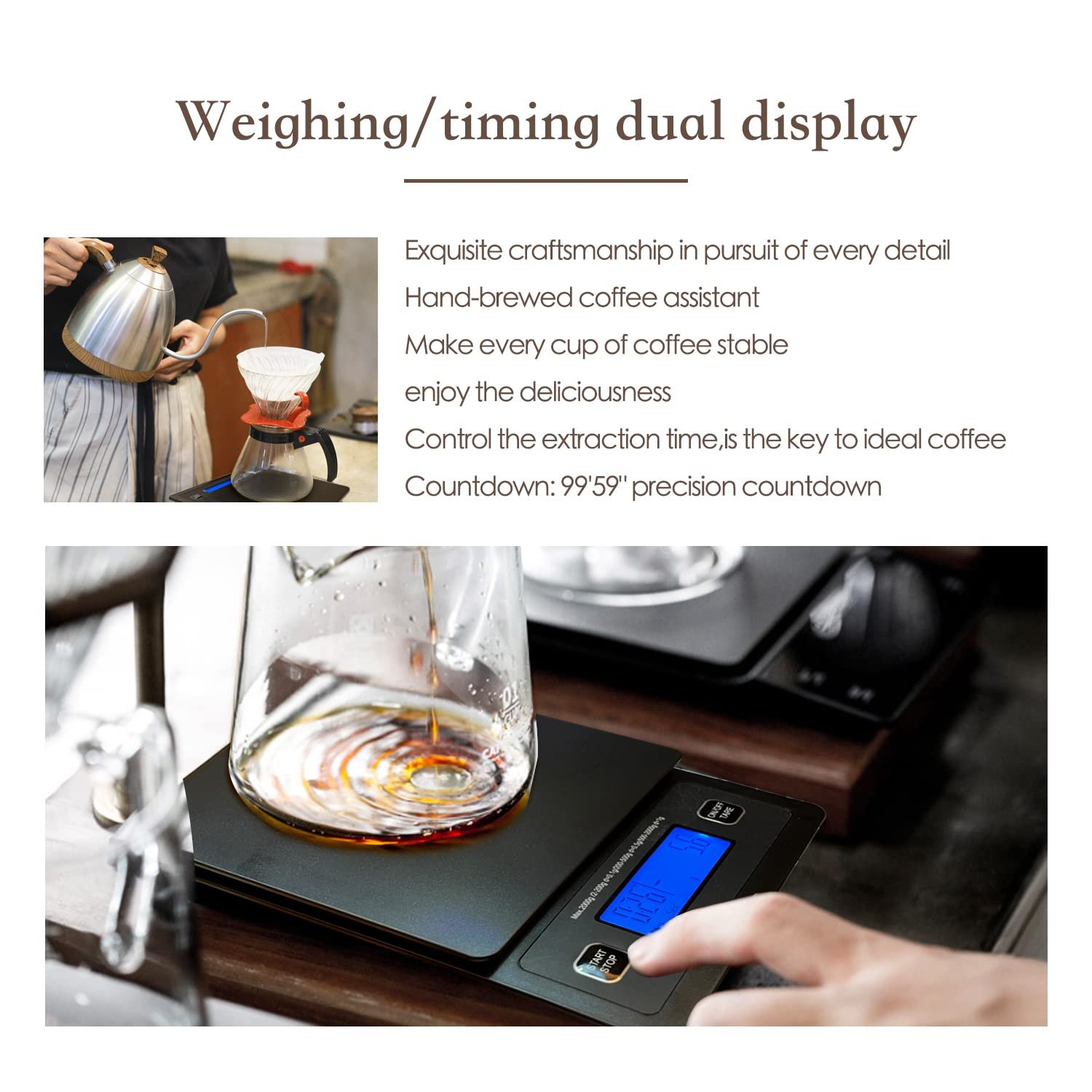 Electronic Coffee Scale， Kitchen Scale， Digital Grams And Ounces For Brewing， Fitness， Ba