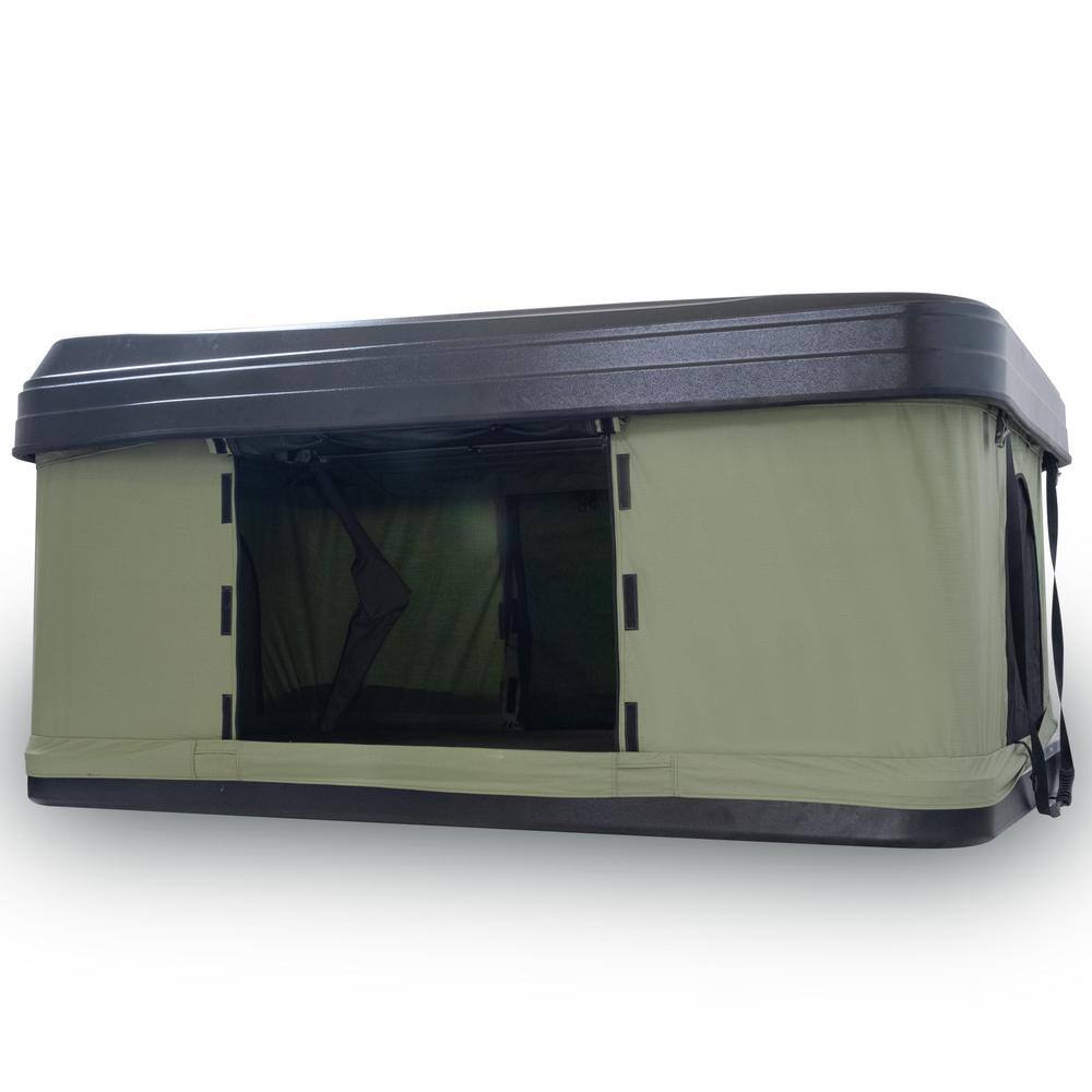 Trustmade Nomad Black Hard Shell and Green Fabric 2-Person Car Rooftop Tent OR02RT01-BKGR