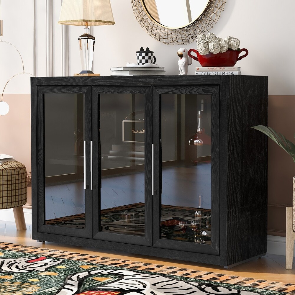 Storage Cabinet with Tempered Glass Doors and Adjustable Shelf