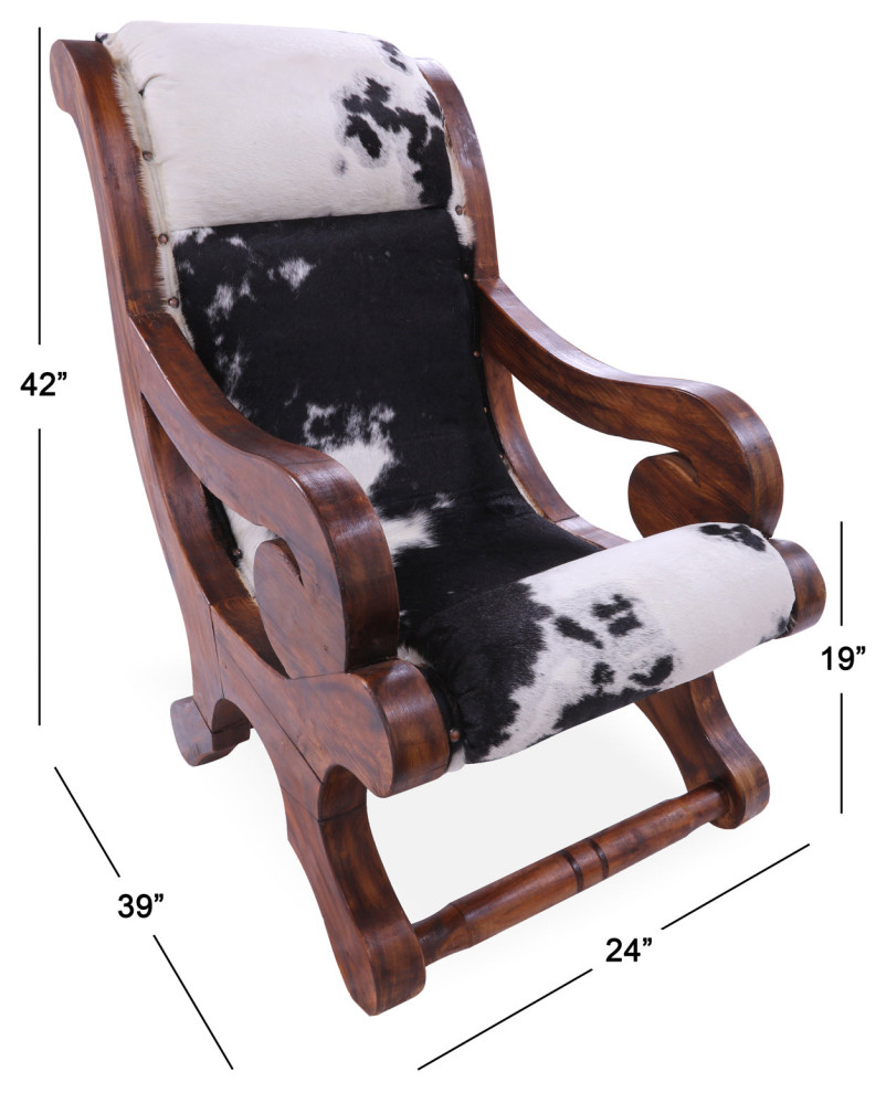 Reclaimed Wood Hair On Cowhide Handcrafted Chair C215 FC   Rustic   Armchairs And Accent Chairs   by Manhattan Rugs  Houzz