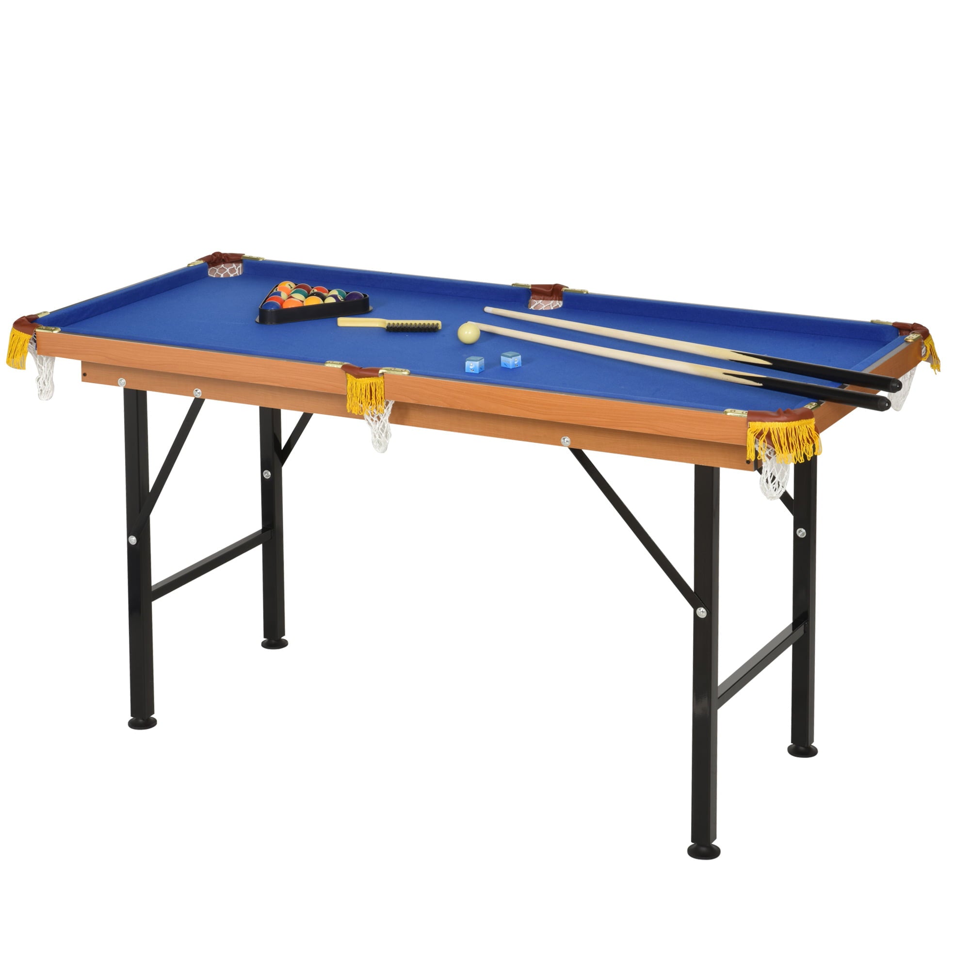 Soozier 55 In. Portable Folding Billiards Table Game Pool Table for Kids Adults with Cues, Ball, Rack, Brush, Chalk