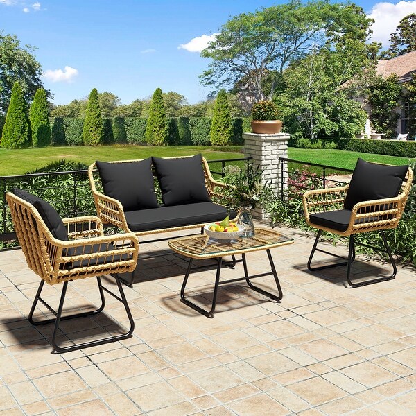 Moasis 4Piece Patio Furniture Wicker Outdoor Bistro Set