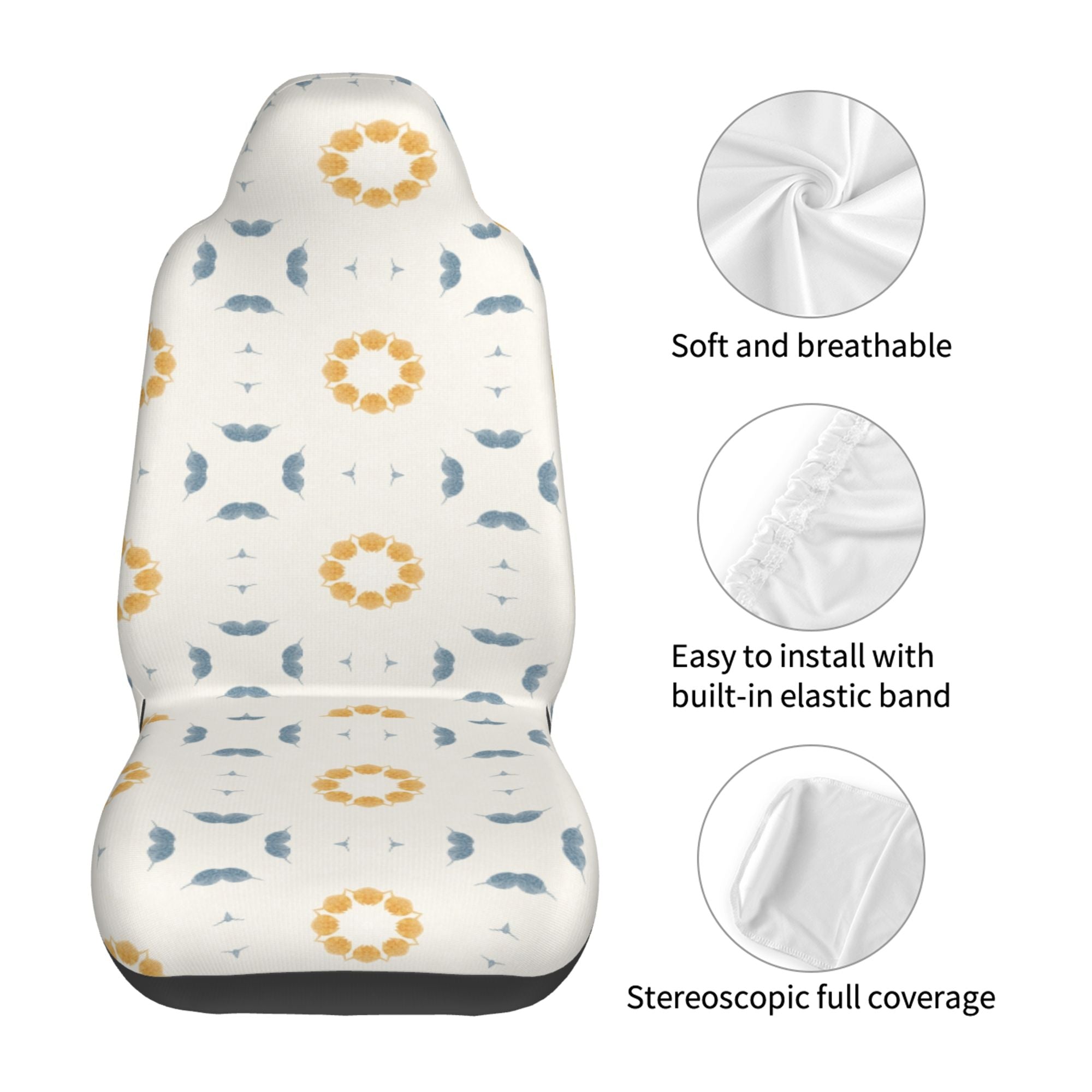 ZICANCN Car Seat Cover Geometric Floral Print Car Front Seat Covers Protectors ， Automotive Seat Covers for Cars Trucks Suv