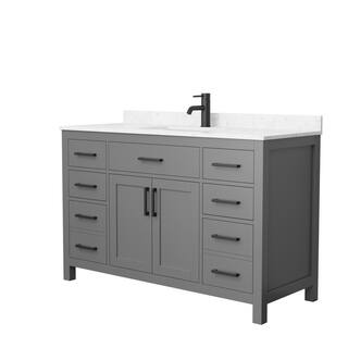 Wyndham Collection Beckett 54 in. W x 22 in. D x 35 in. H Single Sink Bathroom Vanity in Dark Gray with Carrara Cultured Marble Top WCG242454SGBCCUNSMXX