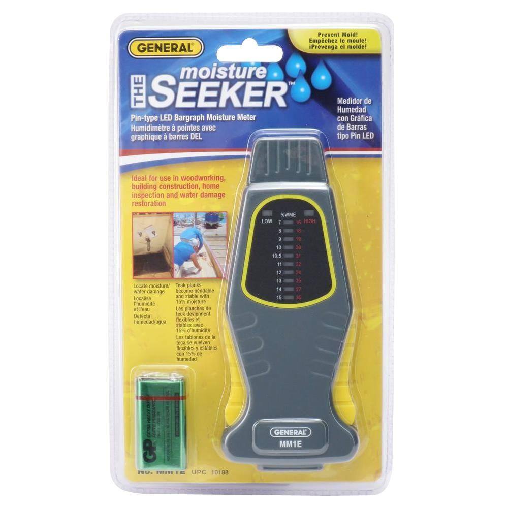 General Tools Pin-Type Moisture Meter with LED Bar Graph Display MM1E