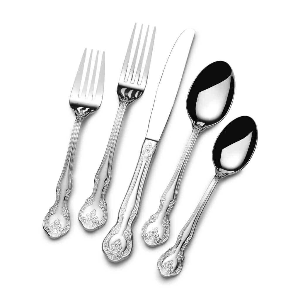 St. James Napoleon Bead 18/10 Stainless Steel 65 Piece Flatware Set