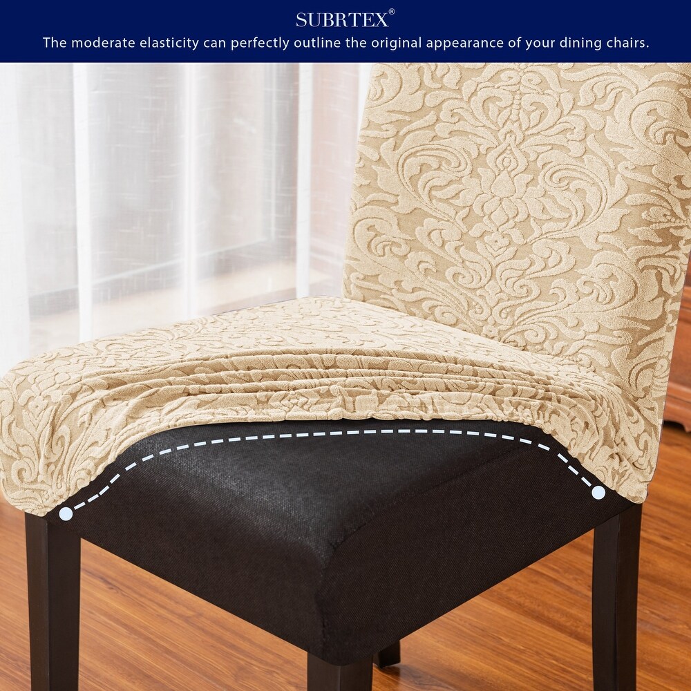 Subrtex Set of 2 Stretch Dining Chair Cover Jacquard Damask Slipcovers