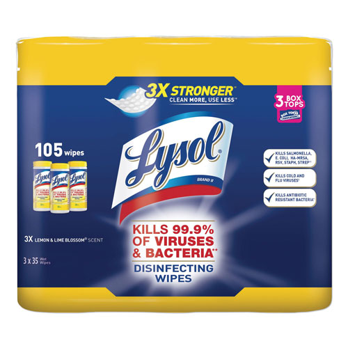 Reckitt Benckiser Lysol Disinfecting Wipes | 7 x 8， Lemon and Lime Blossom， 35 Wipes