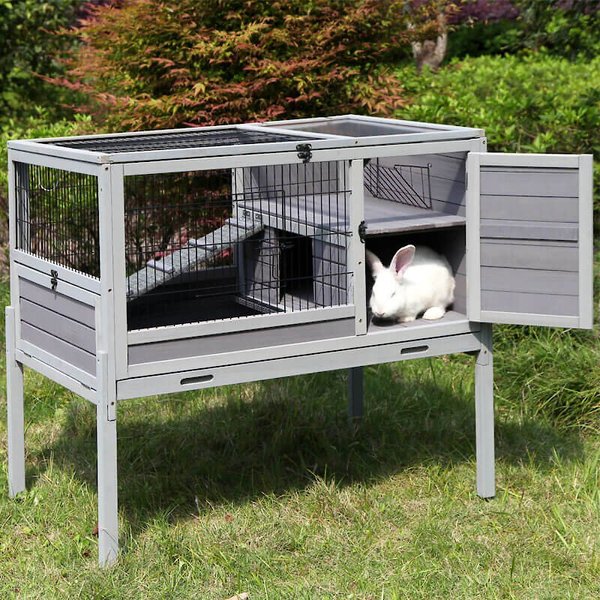 Aivituvin 39-in Indoor and Outdoor Wheeled Rabbit and Guinea Pig Hutch