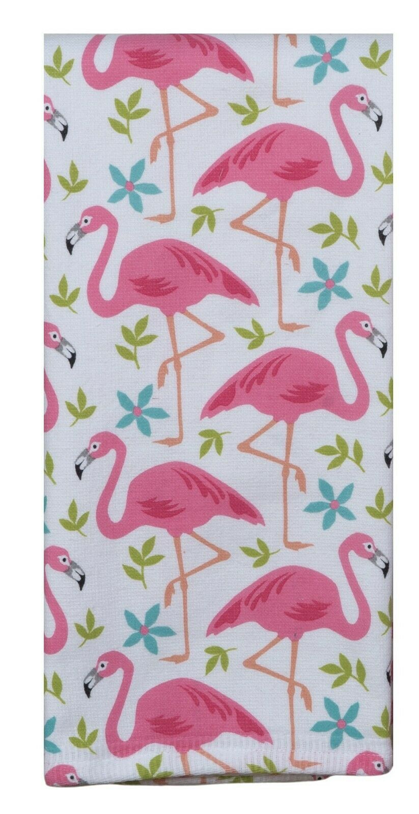 Set of 2 Tropical FLAMINGO Toss Terry Kitchen Towels by Kay Dee Designs