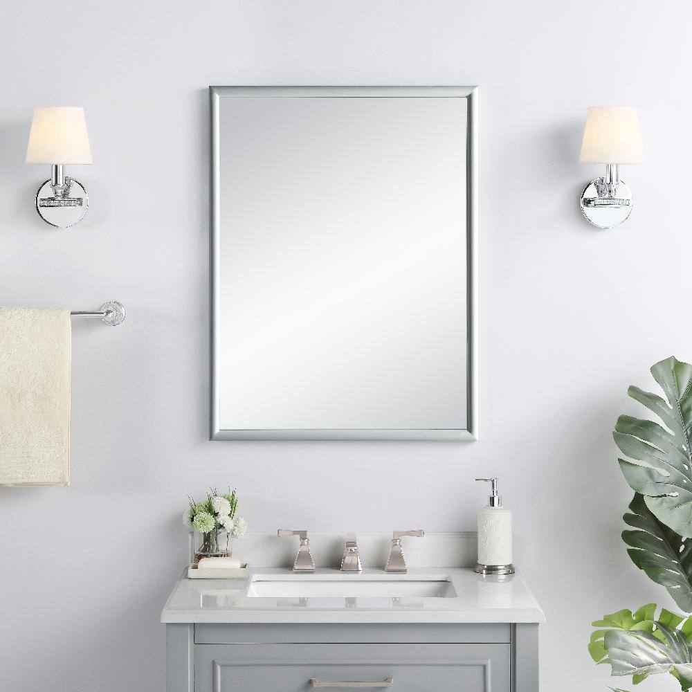 Home Decorators Collection Walter 24.00 in. W x 32.00 in. H Framed Rectangular Bathroom Vanity Mirror in Dove Grey Walter MR-G