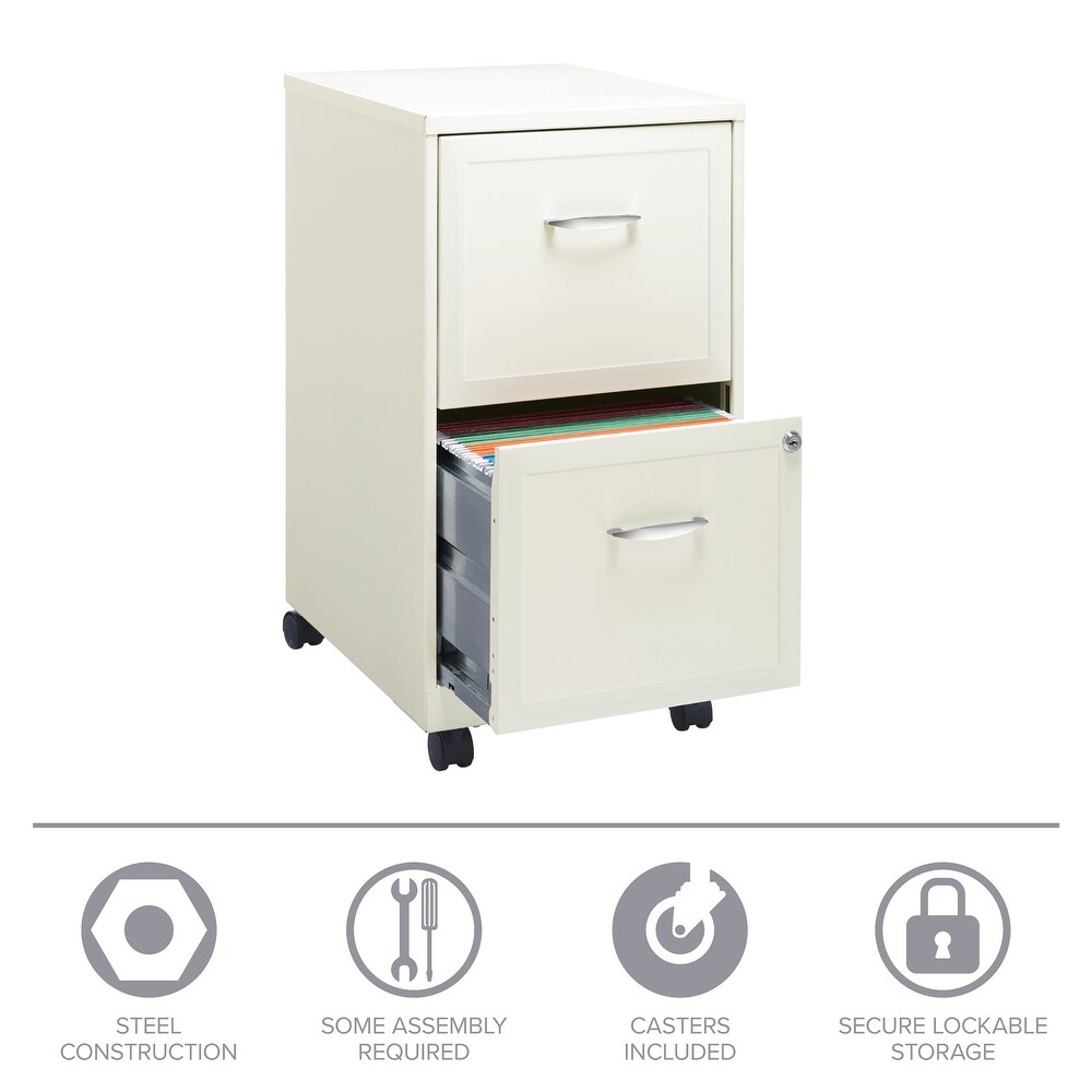 Space Solutions Pearl White 2 drawer Mobile File Cabinet