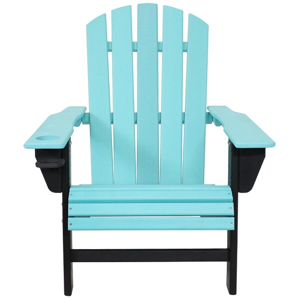 AllWeather Turquoise/Black Outdoor Adirondack Chair with Drink Holder