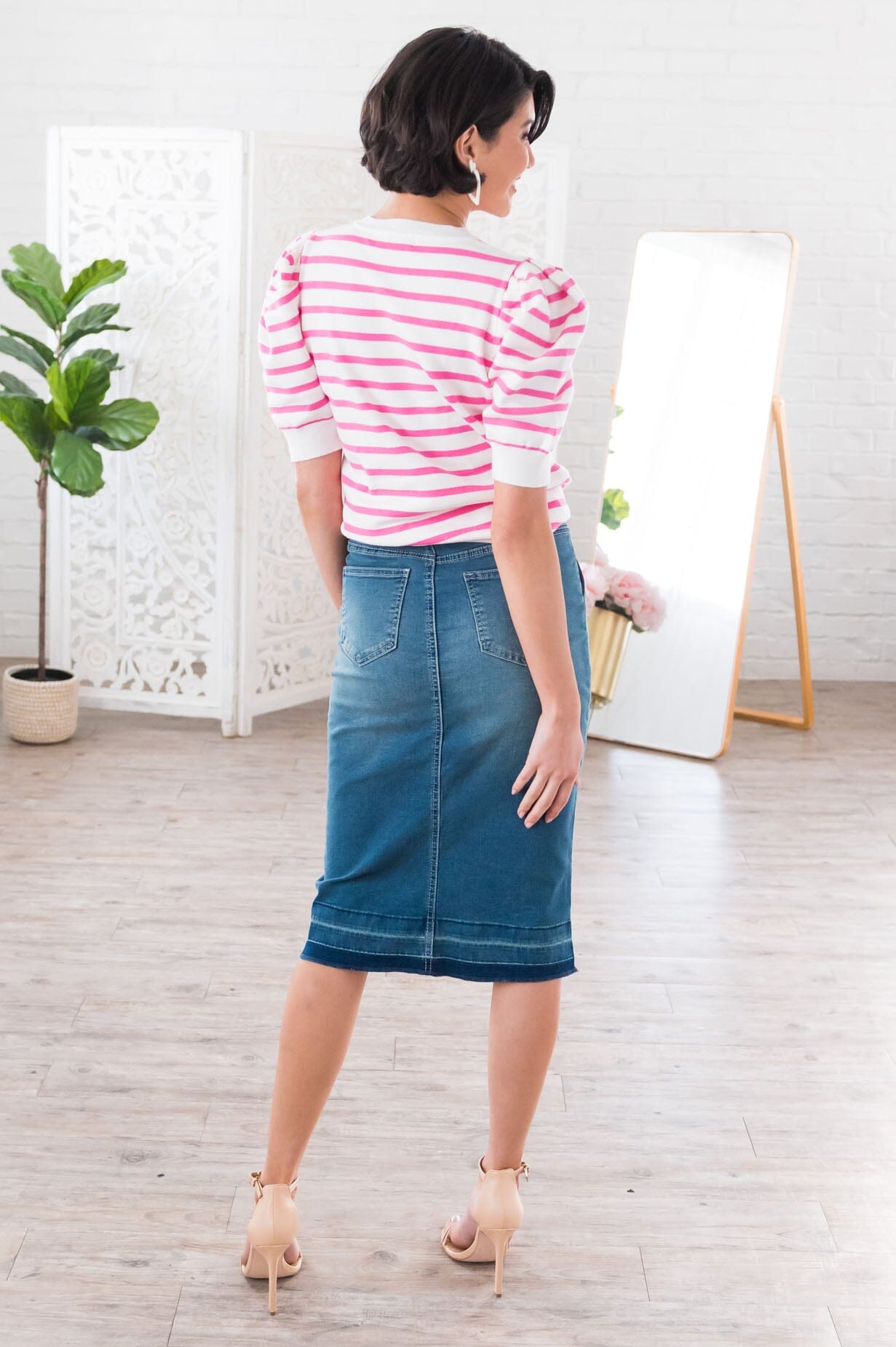 Make A Statement Modest Denim Skirt