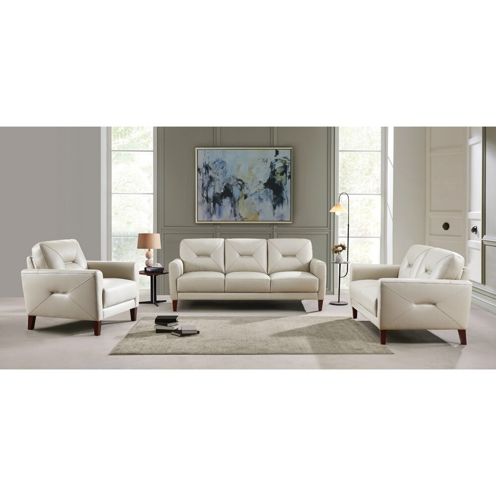 Hydeline Mavis Top Grain Leather Sofa Loveseat and Chair Set