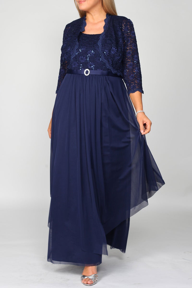 Plus Size Mother of The Bride Jacket Maxi Dress