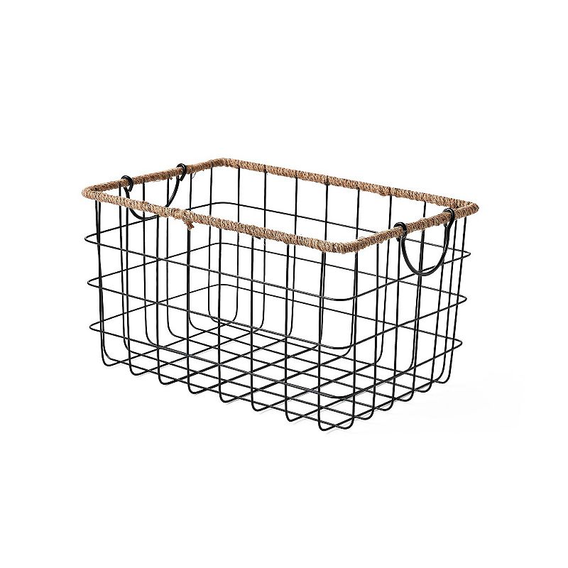 Saddle River Black Rectangular Grid Wire Baskets 3-pc. Set