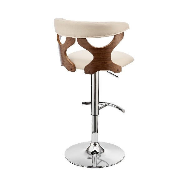 Adjustable Barstool with Curved Cut Out Wooden Back - 20 L X 20 W X 43 H Inches