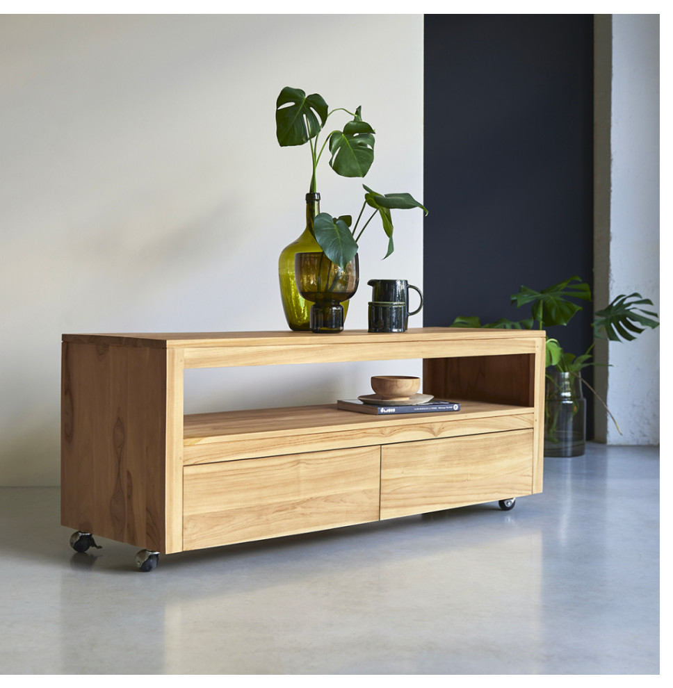 Solid Teak Minimalist TV Stand  Tikamoon Anoa   Transitional   Entertainment Centers And Tv Stands   by Oroa   Distinctive Furniture  Houzz