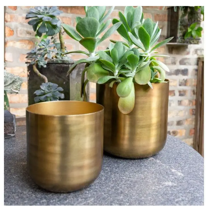 Custom Logo Copper Metal Planters for Garden Home Decorative Plant Custom Size Flower Pot Luxury Floor Planter