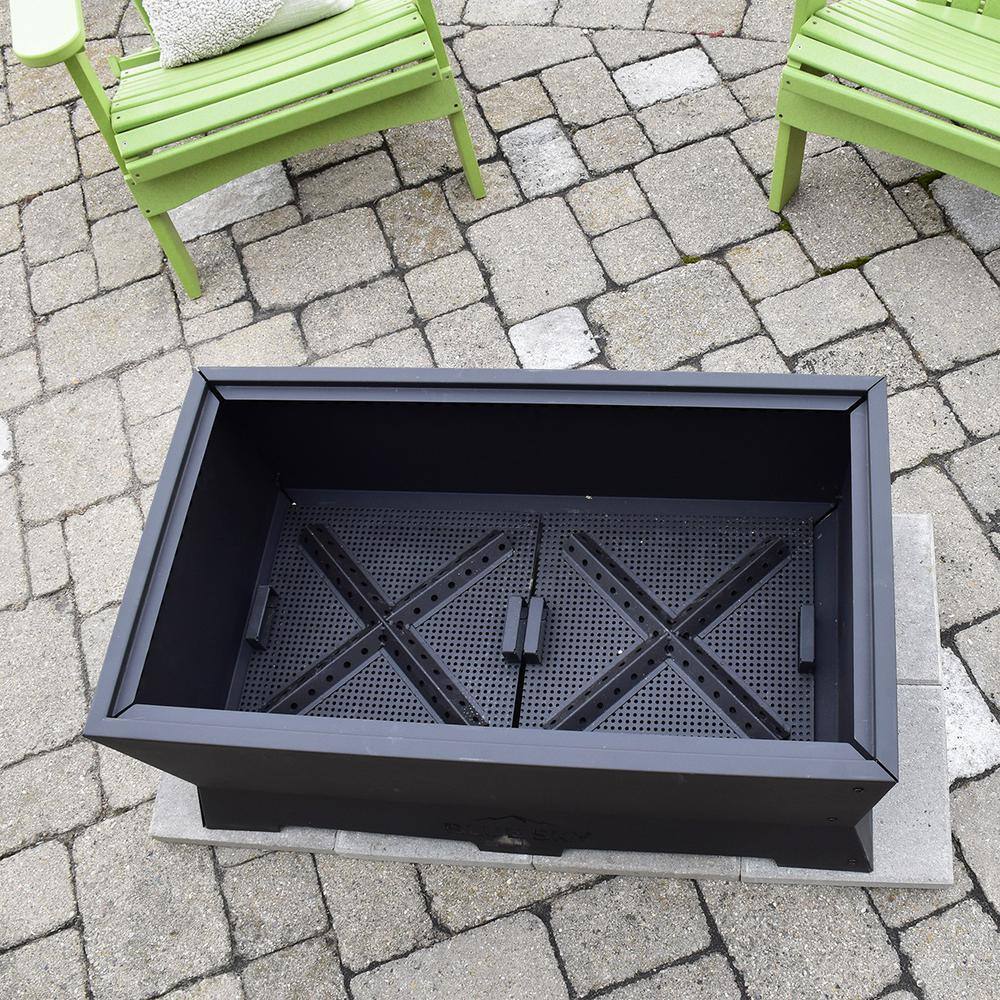 BLUE SKY OUTDOOR LIVING The Peak 38 in. x 22 in. Rectangle Steel Wood Patio Smokeless Fire Pit SFP382216R-B