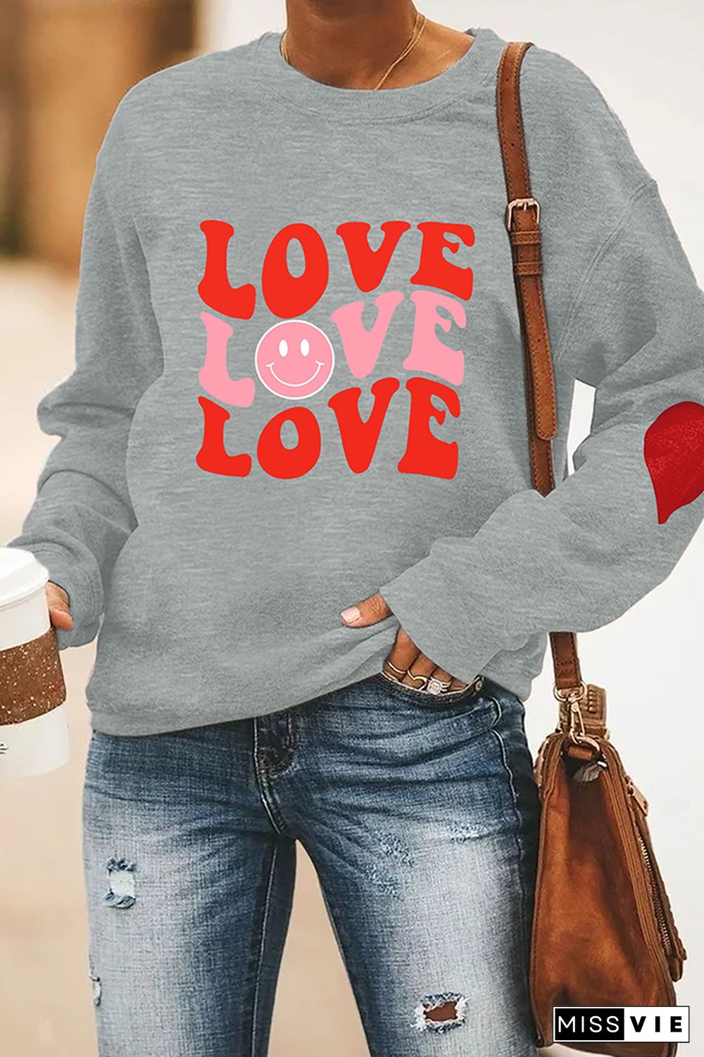 Valentines Day Heart Pullover Longsleeve Sweatshirt Wholesale