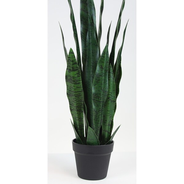 The Mod Greenhouse Faux Green Sansevieria Plant in a Black Matte Planter Pot