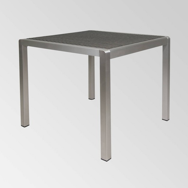 Cape Coral Square Aluminum Dining Table Silver gray Christopher Knight Home