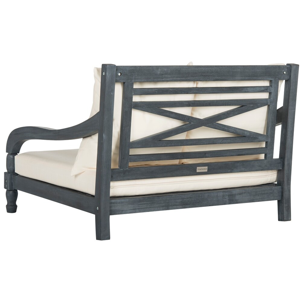 SAFAVIEH Outdoor Living Pomona Ash Grey/ Beige Lounger   35.4\