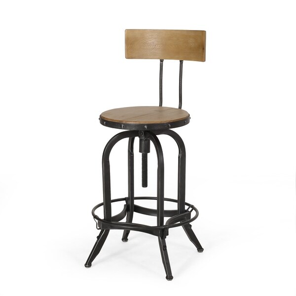 Ximen Modern Industrial Firwood Adjustable Height Swivel Barstools (Set of 2) by Christopher Knight Home