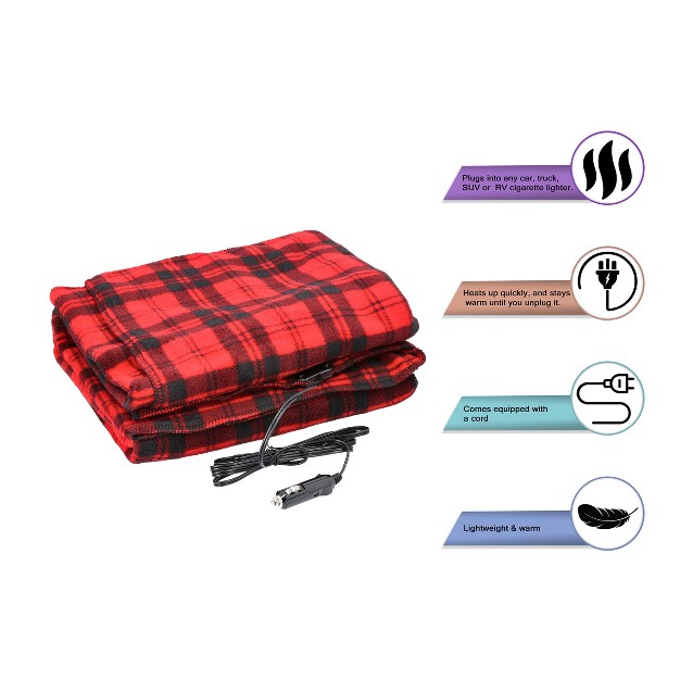 Fleming Supply 12v Heated Car Blanket Red black